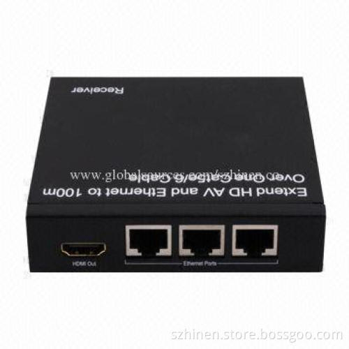 HD Base-T and Ethernet 100m HDMI Extender, Supports 1,080P, 60Hz at 48-bit Pixels